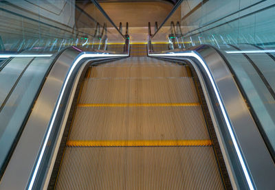 High angle view of empty escalator