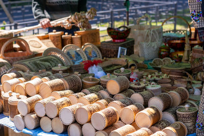 Various vegetables for sale at market stall