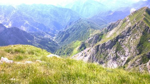 Scenic view of mountains against sky