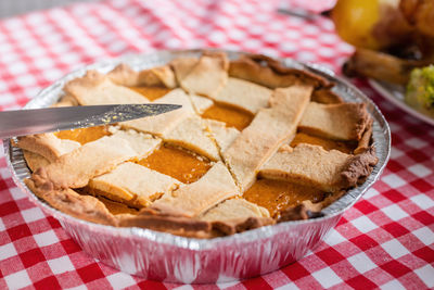 Close-up of food on table