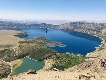 High angle view of lake