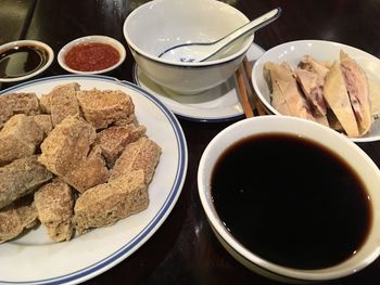 Close-up of coffee served on table