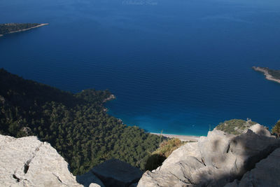High angle view of rocks at beach