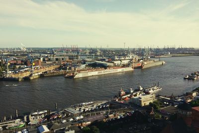 High angle view of harbor