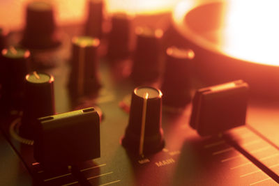 Close-up of sound mixer