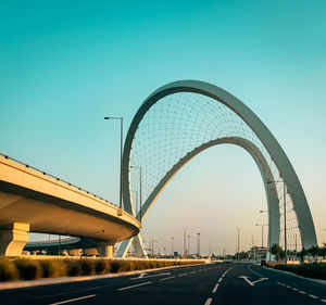 View of bridge over street against clear sky