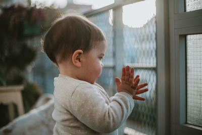 Portrait of cute baby girl outdoors