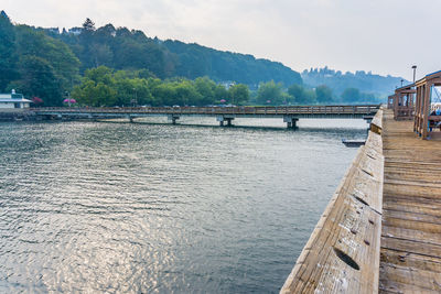 Bridge over river against sky