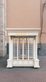 Empty white russian newsstand