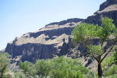 Low angle view of mountain against clear sky