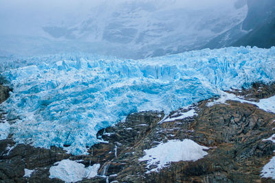 Melting blue glacier ice patagonia 