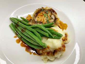 High angle view of meal served in plate