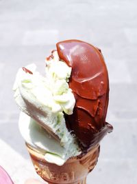 Close-up of ice cream on table