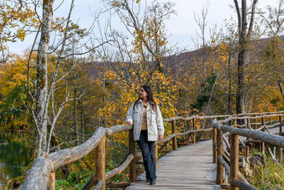 Girl on wooden