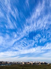 Scenic view of landscape against blue sky