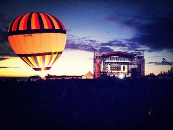 Low angle view of hot air balloons