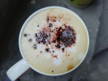 High angle view of coffee cup