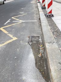 High angle view of arrow symbol on street