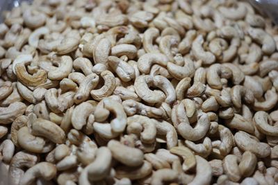 Full frame shot of roasted cashew beans on table