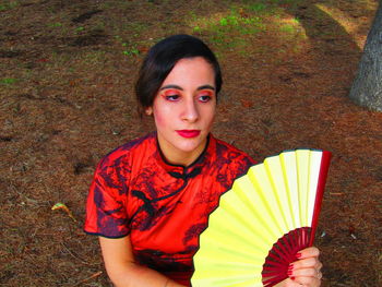 High angle portrait of woman