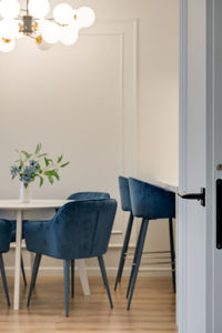 Empty chairs and table at home