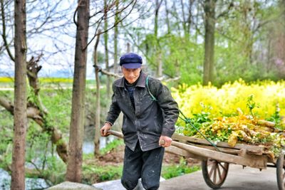 Man pulling cart