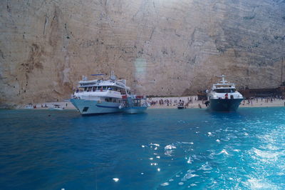 Boats sailing in sea