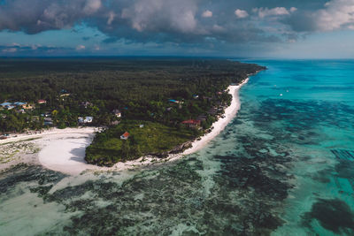 Aerial view of sea against sky