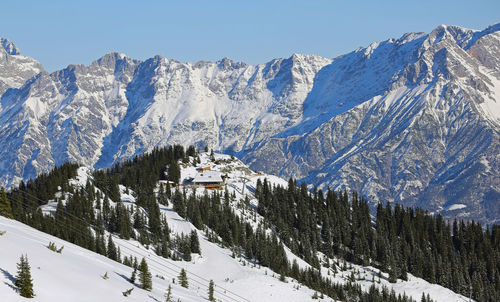 Sunny winter in snowed austria alps