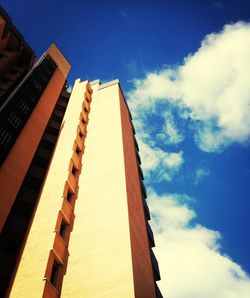 Low angle view of built structure against blue sky