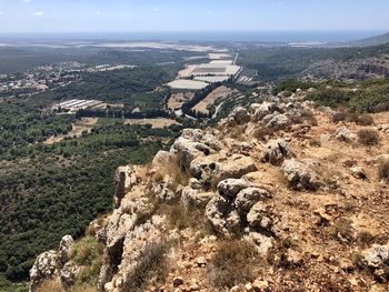 High angle view of landscape against sky