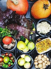 High angle view of fruits in container