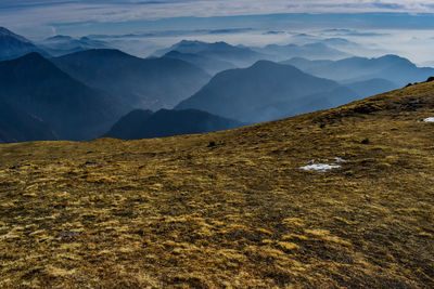 Scenic view of mountains against sky