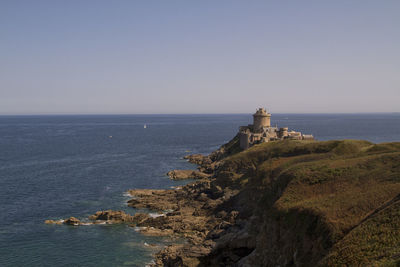 Scenic view of sea against clear sky