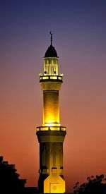 Lighthouse against sky during sunset