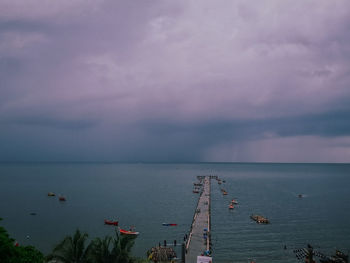 Scenic view of sea against cloudy sky