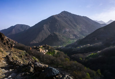 Scenic view of mountains against sky