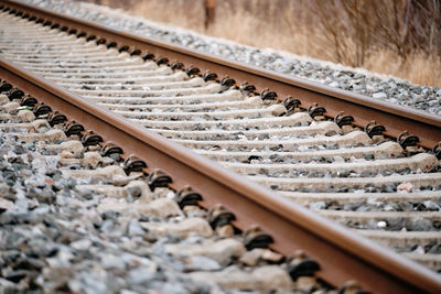 High angle view of railroad tracks