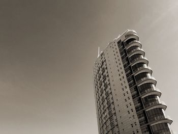 Low angle view of modern building against clear sky