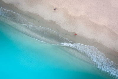 High angle view of person surfing in sea