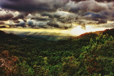 Scenic view of landscape against cloudy sky