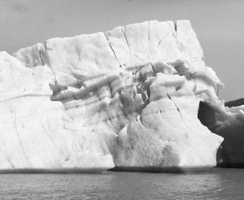 Close-up of snow on shore