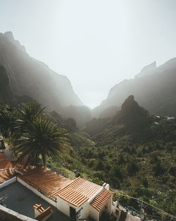 Scenic view of mountains against clear sky