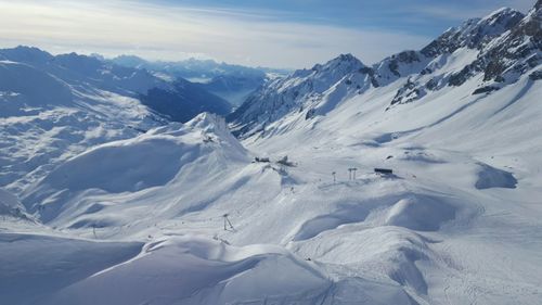 Scenic view of snowcapped mountains