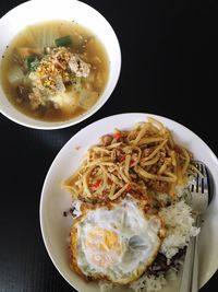 Close-up of served food in plate