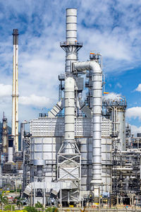 Refinery from industrial field, oil refinery with cloudy sky.