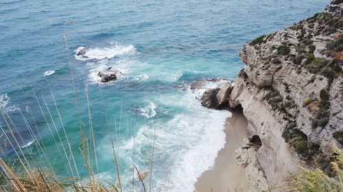 High angle view of beach