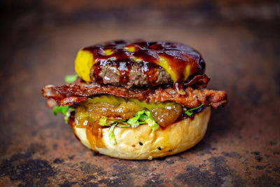 Close-up of bread on table