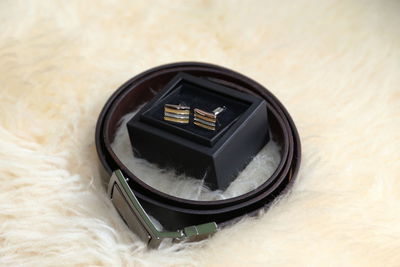 Close-up of vintage car on table