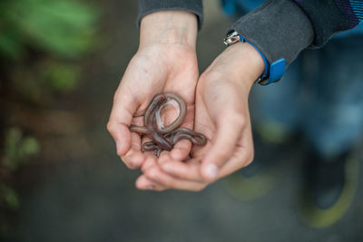 Close-up of hand holding hands